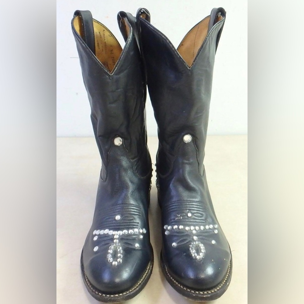 Vintage Black Embellished Rhinestones Tony Lama High Quality Boots 7.5 D